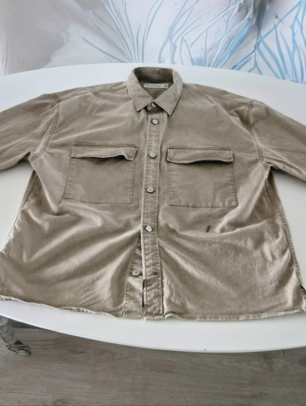 Mens Abercrombie & Fitch Taupe Button-Front Overshirt